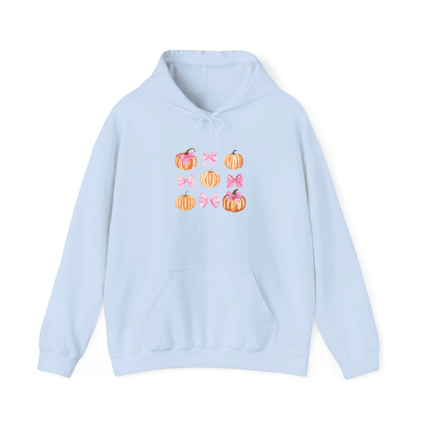 Pink Bow Pumpkin Watercolor Hoodie - Cute Fall and Halloween Hoodie Unisex Heavy Blend™ Hooded Sweatshirt