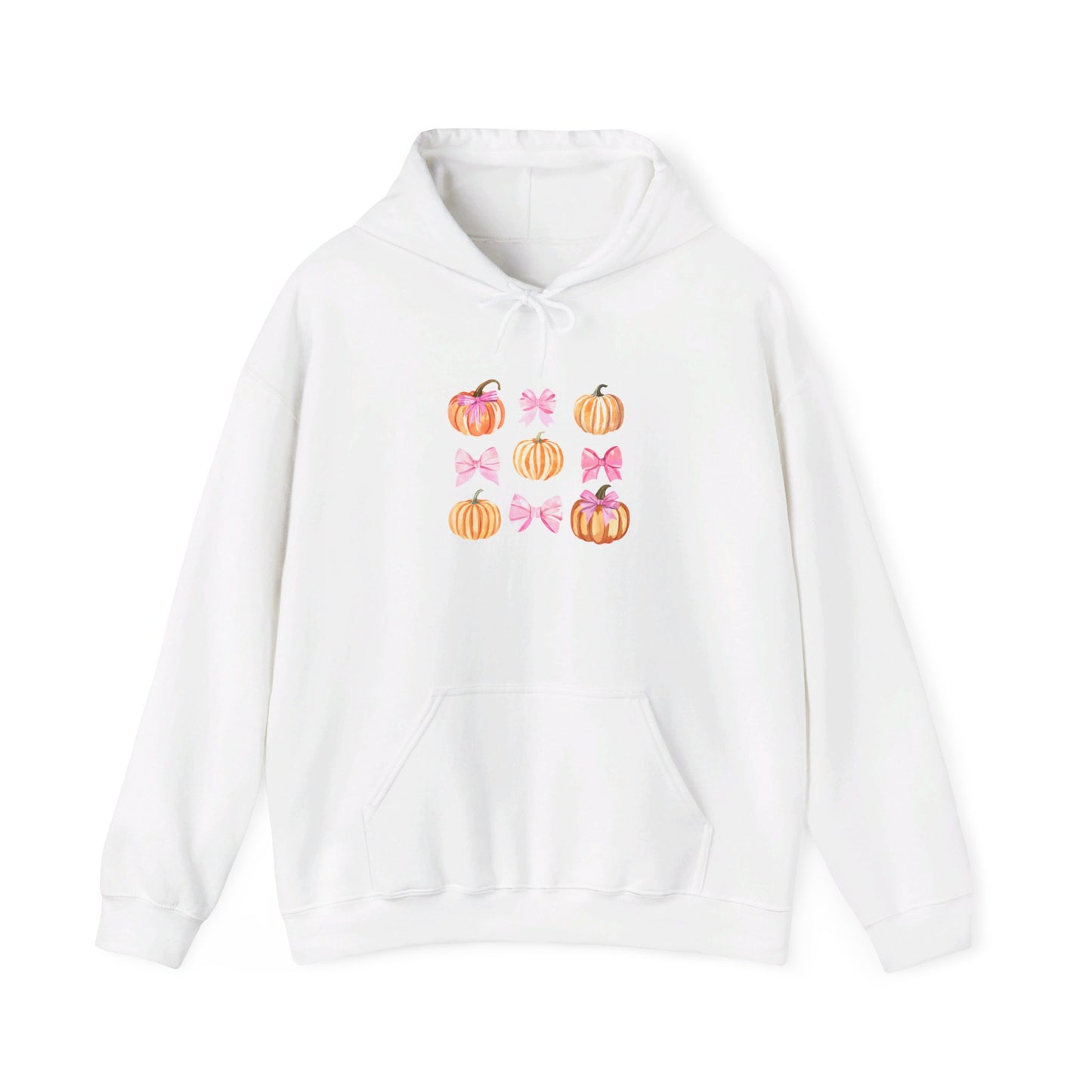 Pink Bow Pumpkin Watercolor Hoodie - Cute Fall and Halloween Hoodie Unisex Heavy Blend™ Hooded Sweatshirt