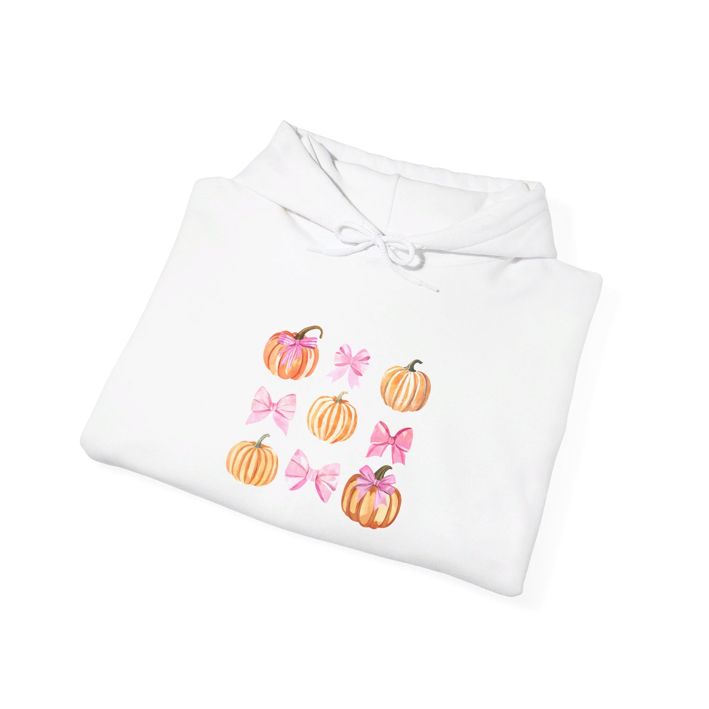 Pink Bow Pumpkin Watercolor Hoodie - Cute Fall and Halloween Hoodie Unisex Heavy Blend™ Hooded Sweatshirt