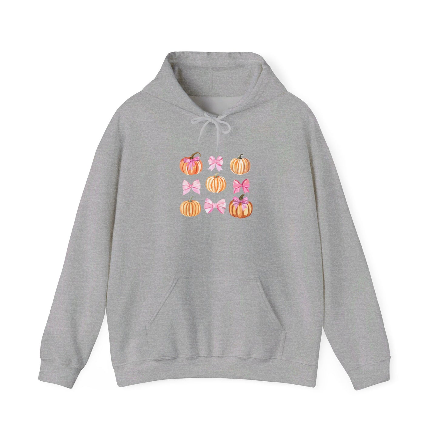 Pink Bow Pumpkin Watercolor Hoodie - Cute Fall and Halloween Hoodie Unisex Heavy Blend™ Hooded Sweatshirt