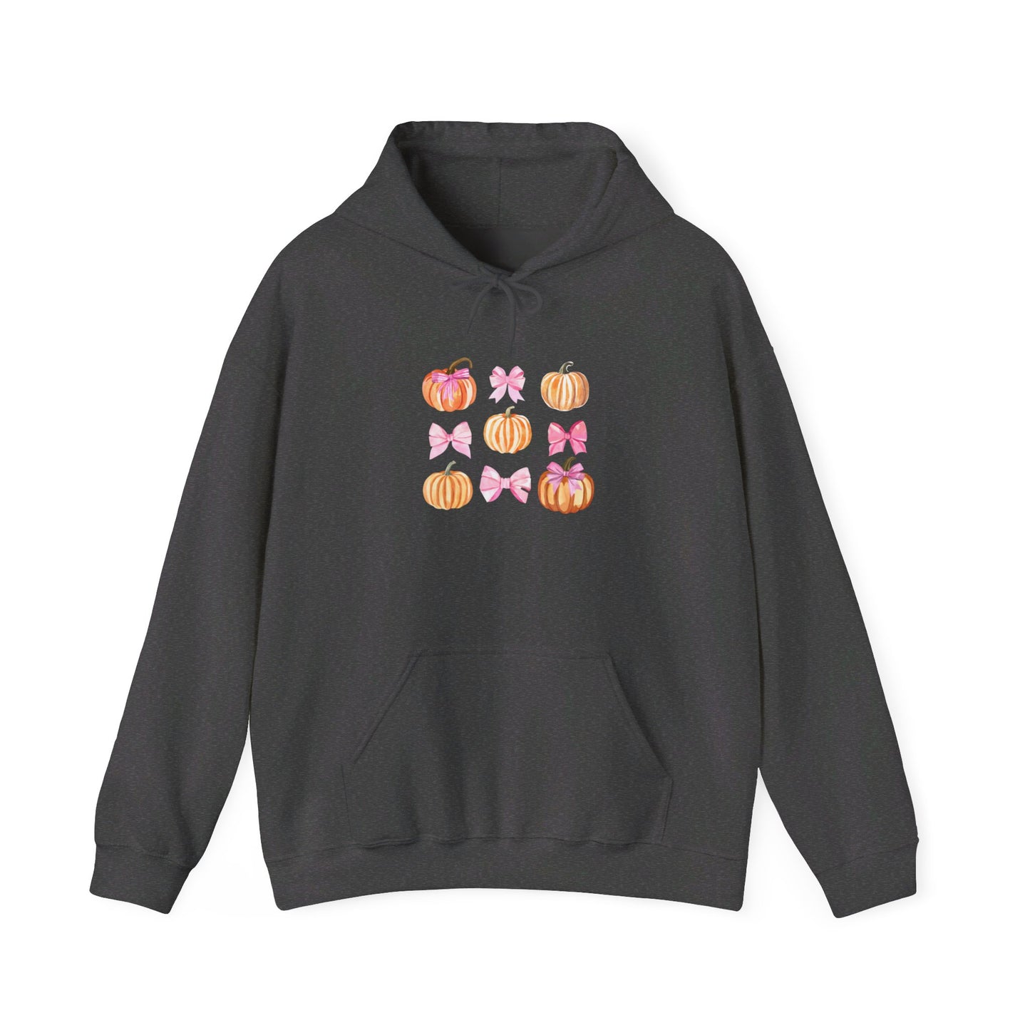 Pink Bow Pumpkin Watercolor Hoodie - Cute Fall and Halloween Hoodie Unisex Heavy Blend™ Hooded Sweatshirt