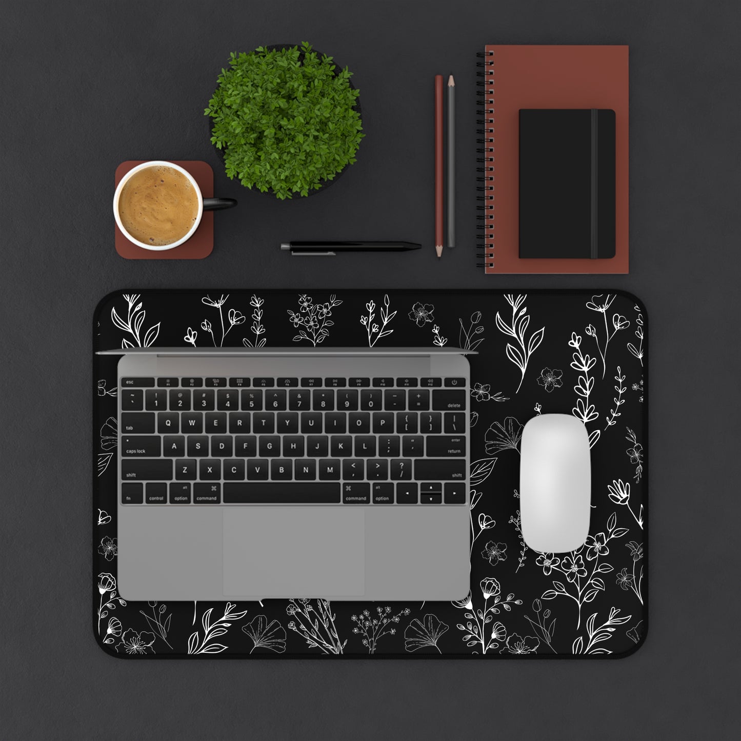 Wildflower Joy Desk Mat - Elegant Floral Line Art Desk Pad for Stylish Workspaces, Desk Mat