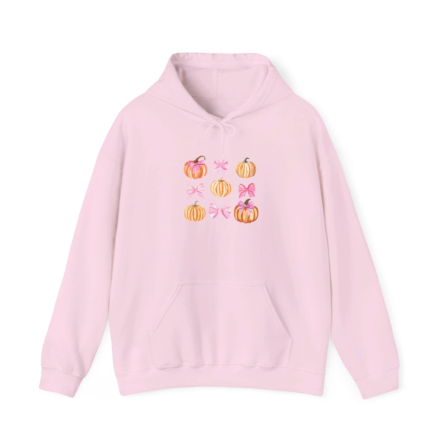 Pink Bow Pumpkin Watercolor Hoodie - Cute Fall and Halloween Hoodie Unisex Heavy Blend™ Hooded Sweatshirt