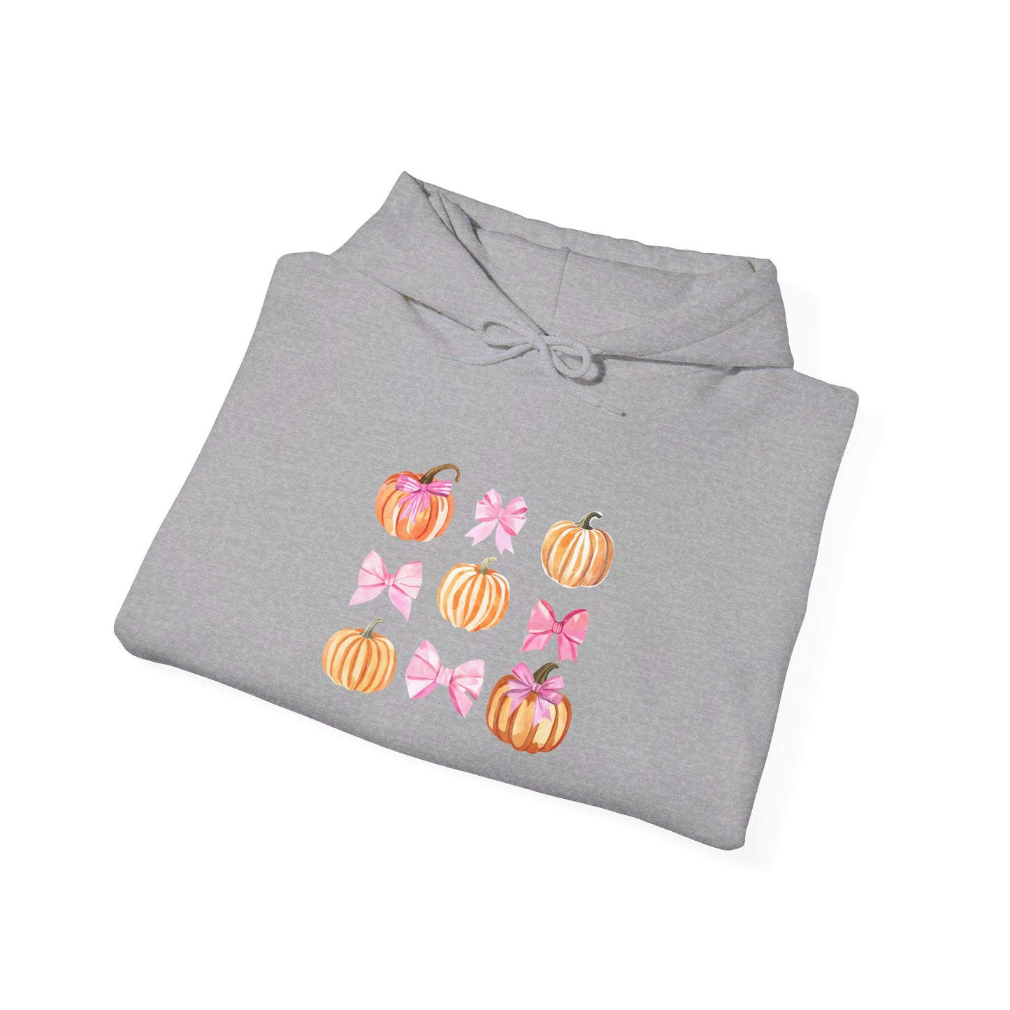 Pink Bow Pumpkin Watercolor Hoodie - Cute Fall and Halloween Hoodie Unisex Heavy Blend™ Hooded Sweatshirt