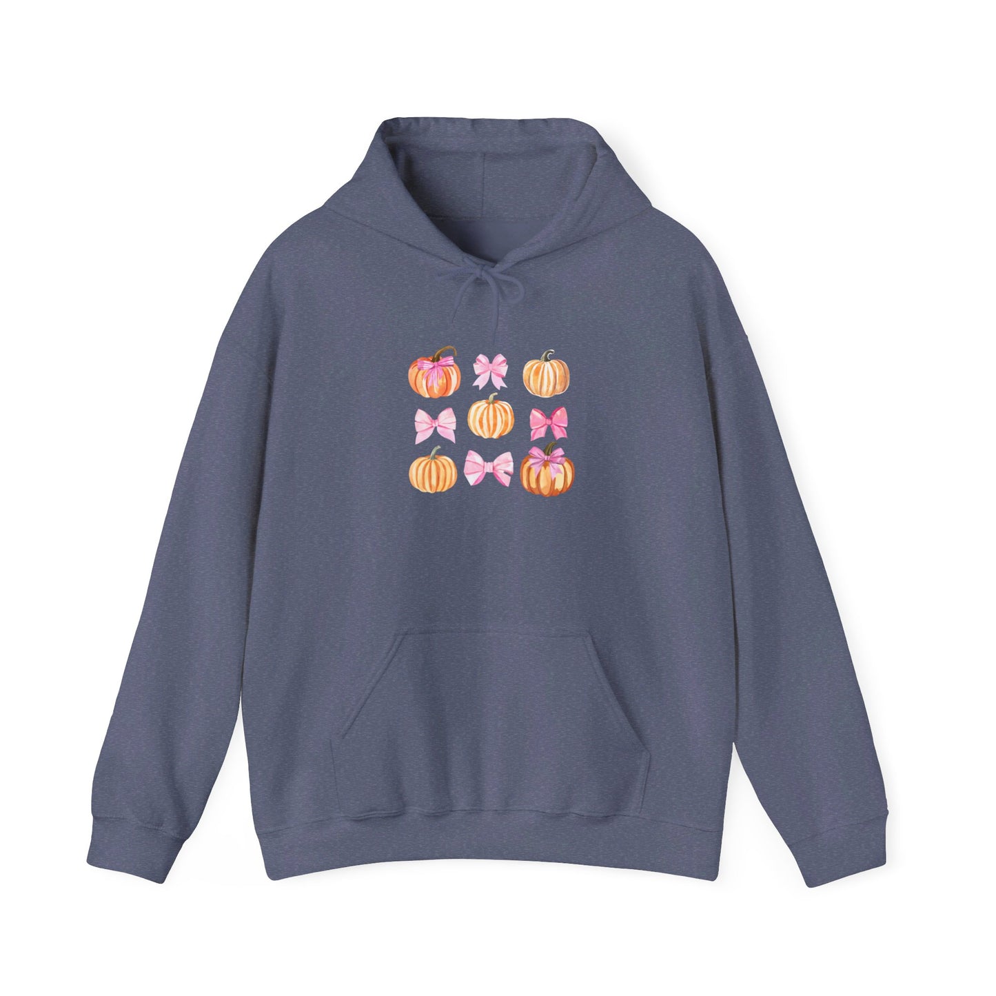 Pink Bow Pumpkin Watercolor Hoodie - Cute Fall and Halloween Hoodie Unisex Heavy Blend™ Hooded Sweatshirt